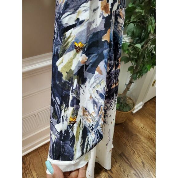 Ann Ahhariri Women Multicolor Polyester Round Neck Long Sleeve Maxi Dress Size 8 - Picture 7 of 11